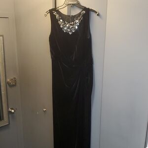 Chic Black Maxi Dress with Embellished Neckline